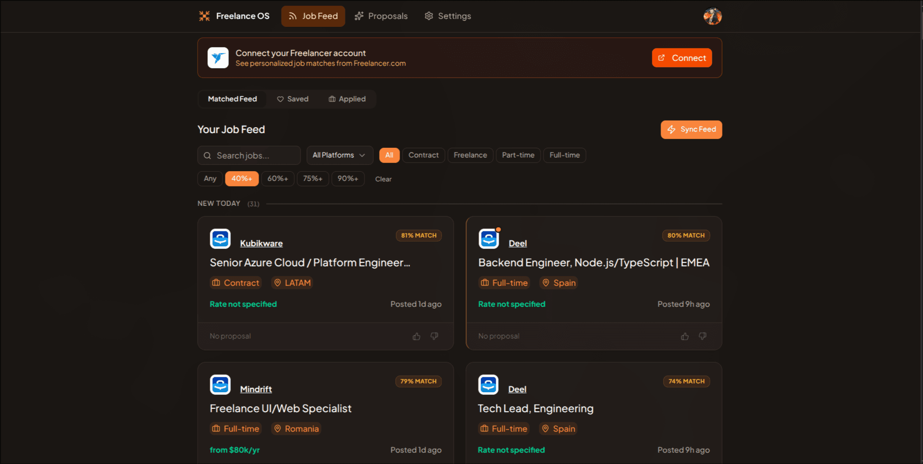 Freelance OS dashboard showcase